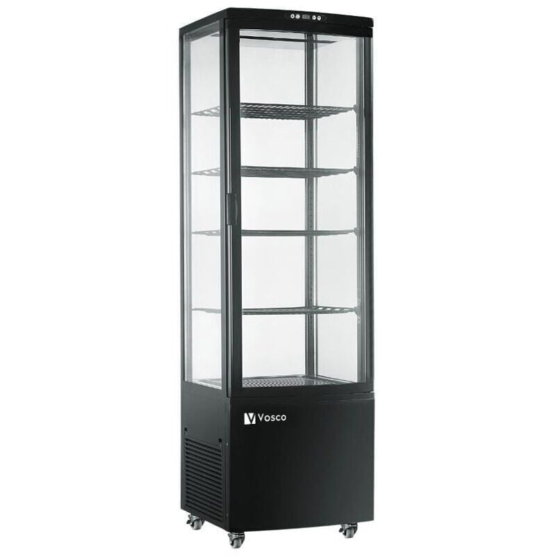 Vosco VFT-280L Dik Tip Soğutmalı Teşhir Dolabı, Siyah, 280 L, 52x49x191 cm, Siyah, VFT-280L SİYAH