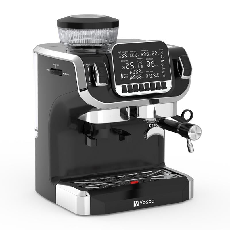 Vosco VST-520ECS Tek Kazanlı Öğütücülü ve Espresso Kahve Makinesi,2 L, 1 Gruplu, Siyah, VST-520ECS