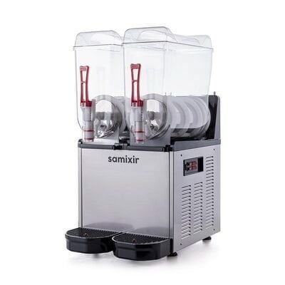 Samixir Twin Ice Slush, Milkshake ve Soğuk Meyve Suyu Dispenseri, 12+12 L, Inox, 39x53x77 cm, SLUSH24.I