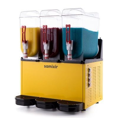 Samixir Triple Ice Slush, Milkshake ve Soğuk Meyve Suyu Dispenseri, 12+12+12 L, Sarı, 59x53x77 cm, SLUSH36.Y