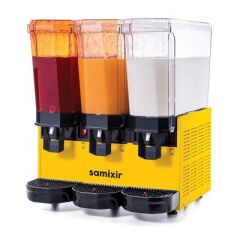 Samixir Klasik Triple Soğuk İçecek Dispenseri, 20+20+20 L, Sarı, Fıskiyeli ve Fıskiyeli Karıştırıcılı, 54x52x66 cm, 60.SSMY