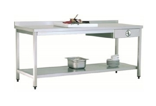 Polietilen Tablalı Çalışma Tezgahı- Taban Raflı - Tek Çekmeceli Açık 700 Seri