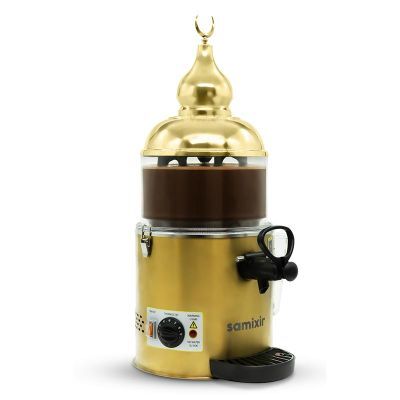 Samixir Panoramik Sıcak İçecek Dispenseri,Sıcak Çikolata,Sahlep,Çorba Makinesi, 5 L, Gold, 27x36x70 cm, SC05.G