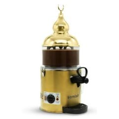 Samixir Panoramik Sıcak İçecek Dispenseri,Sıcak Çikolata,Sahlep,Çorba Makinesi, 5 L, Gold, 27x36x70 cm, SC05.G