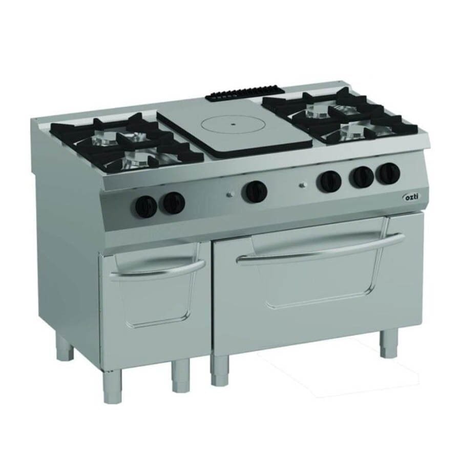 Öztiryakiler 700 Seri OSOGF 12070 LS Dört Gözlü Fırınlı Kuzine, 1/3 Kapalı Döküm 120x70x28 cm Gazlı, 7865.N1.12708.12L