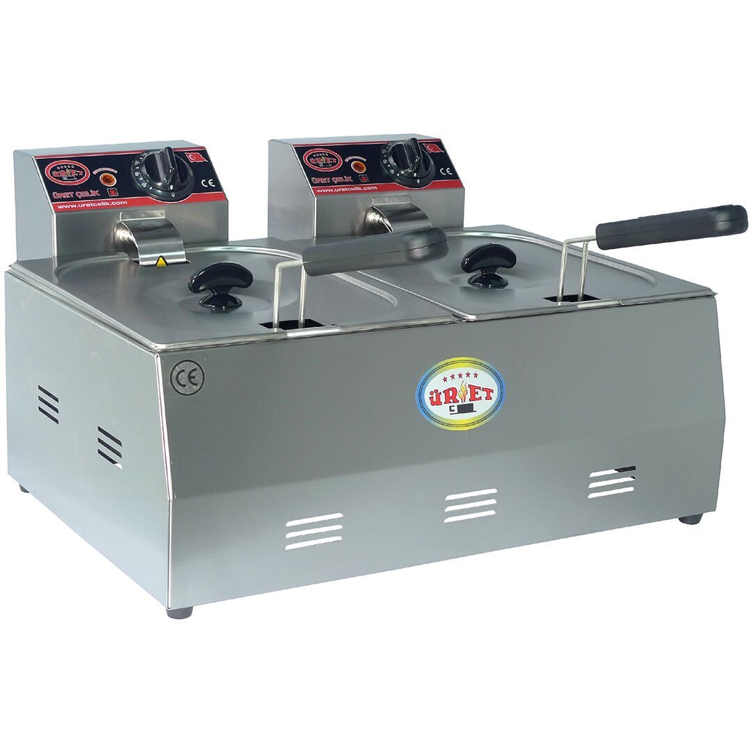Üret Çelik 3+3 Litre Fritöz Çift Gözlü, FRT 4
