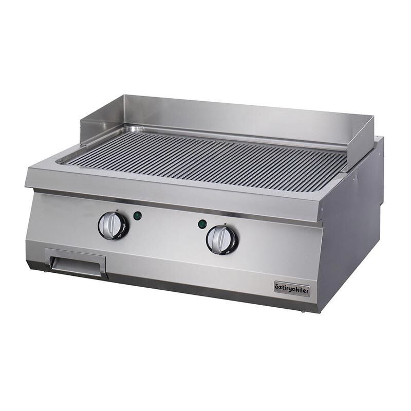 Öztiryakiler 700 Seri OGE 8070 N C Oluklu Grill Plate, 80x70 cm Sert Krom Kaplı Elektrikli, 7864.N1.80703.11C