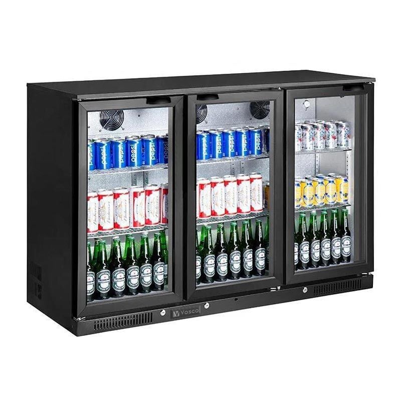 Vosco VBBC-350S 3 Kapılı Bar Arkası Şişe Soğutucu Dolap, 338 L, Siyah, VBBC-350S
