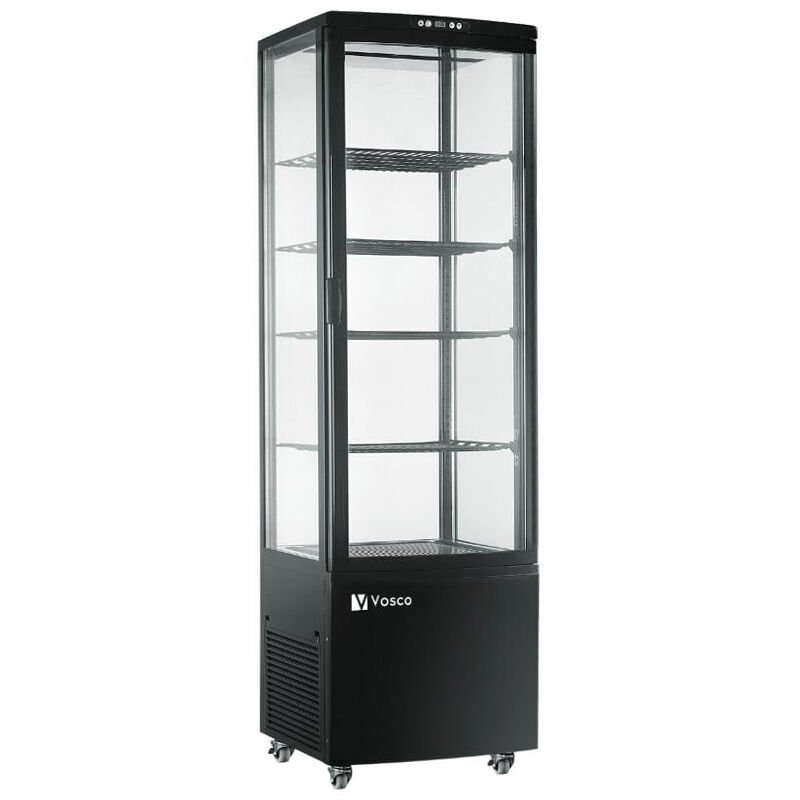 Vosco VFT-235L  Dik Tip Soğutmalı Teşhir Dolabı, Siyah, 235 L, 52x49x171 cm, Siyah, VFT-235L SİYAH