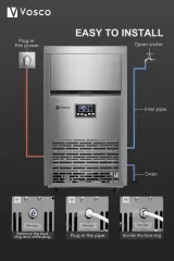 Vosco VSC-45/S Buz Makinesi 45 Kg/Gün Küp Buz, 48x40x80 cm, VSC-45/S