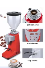 Vosco VKD-25K Dozaj Ayarlı Tam Otomatik Kahve Değirmeni, Kırmızı, VKD-25K