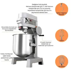 Vosco VB-20S Planet Mikser,Çırpma ve Karıştırma, 20 L, Hız Kontrollü, Monafaze, VB-20S