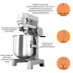 Vosco VB-30S Planet Mikser,Çırpma ve Karıştırma, 30 L, Hız Kontrollü, Monafaze, VB-30S