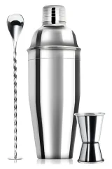 Vosco Kokteyl Shaker Seti 3 Parça 750 ml, Paslanmaz Çelik, VSC-3