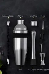 Vosco Kokteyl Shaker Seti 6 Parça 750 ml, Paslanmaz Çelik, VSC-6