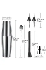 Vosco Kokteyl Boston Shaker Seti 6 Parça 750 ml, Paslanmaz Çelik, VSC-600B