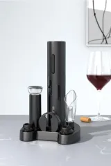 Vosco Otomatik Tirbuşon Şarap Açacağı, 6 Parça Set, Elektrikli, Siyah, VKB1-601901