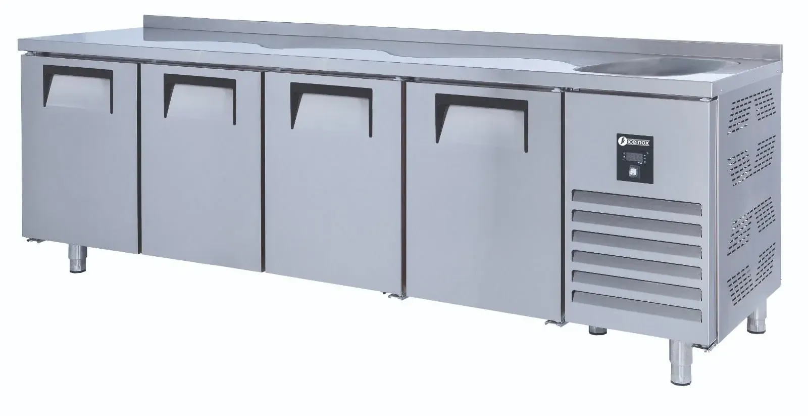 Iceinox Tezgah Tip Buzdolabı 4 Kapılı Evyeli, CTS 560 CR S, 250x60x85
