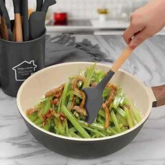 Epinox Silikon Servis Spatulası Ahşap Sap ASP-12