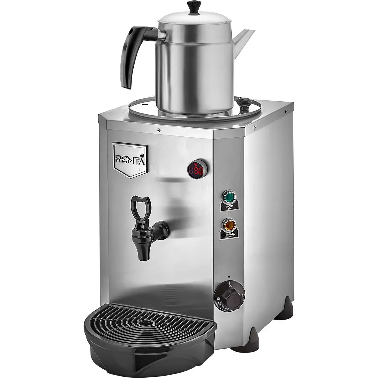 Remta Tek Demlikli Mini Jumbo Çay Makinesi, 9 L, Elektrikli, Krom, DE14.KROM