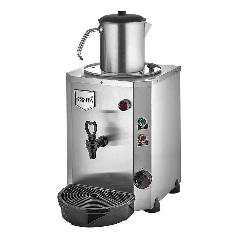 Remta Tek Demlikli Mini Jumbo Çay Makinesi, 9 L, Elektrikli, Krom, 43x27x54, DE14.KROM