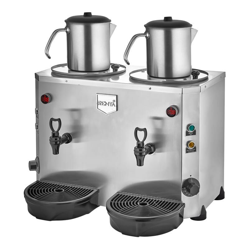 Remta 2 Demlikli Mini Jumbo Çay Makinesi, 9+9 L, Elektrikli, Gri, 43x43x54, DE15