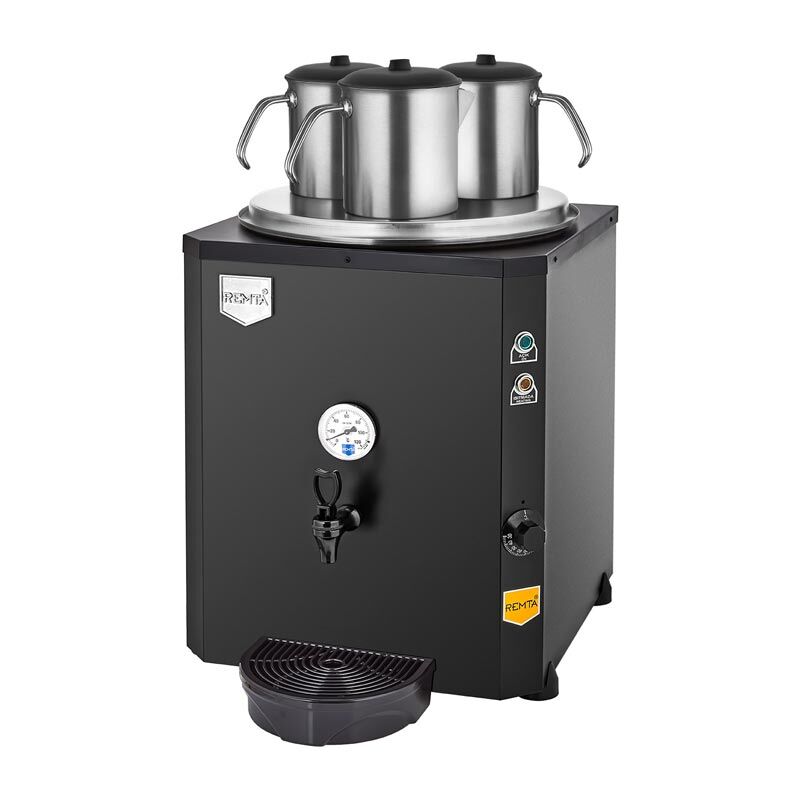 Remta 3 Demlikli Jumbo Çay Makinesi, 40 L, Elektrikli, Siyah, 54x40x71, DE10.SİYAH