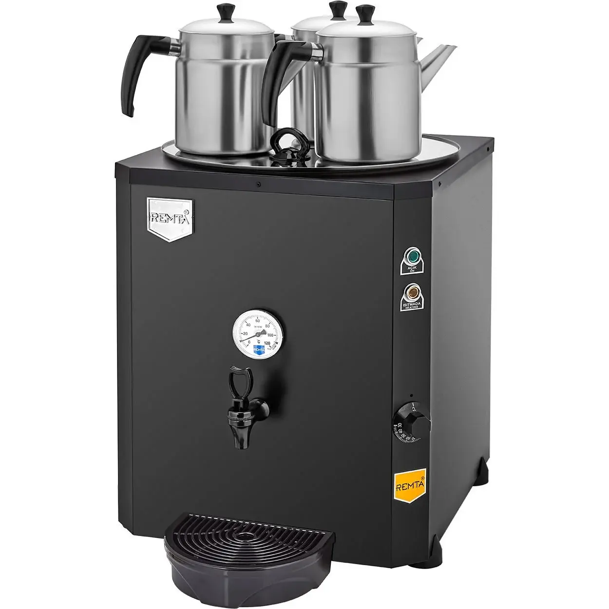 Remta 3 Demlikli Jumbo Şamandıralı (Şebeke) Çay Makinesi, 40 L, Elektrikli, Siyah, DE10S.SİYAH