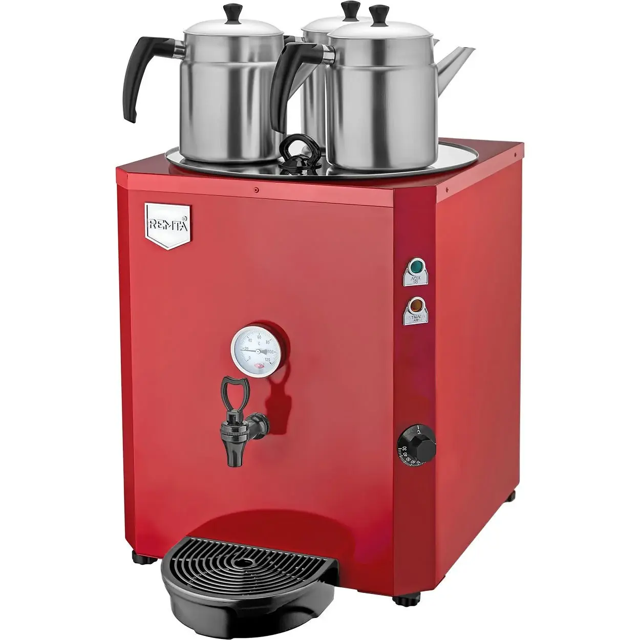 Remta 3 Demlikli Jumbo Şamandıralı (Şebeke) Çay Makinesi, 40 L, Elektrikli, Kırmızı, DE10S.KIRMIZI