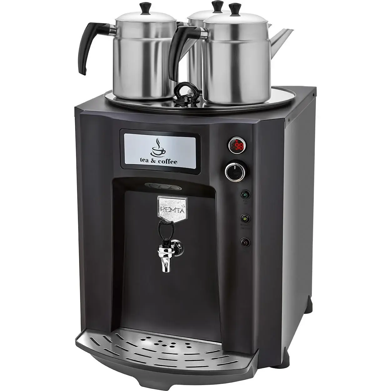 Remta Premium Jumbo Şamandıralı (Şebeke) Çay Makinesi, 3 Demlikli, 40 L, Elektrikli, Siyah, DE10SP.SİYAH