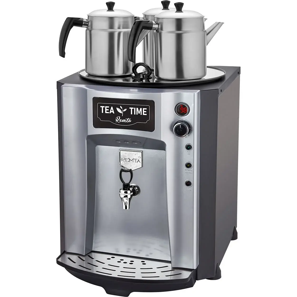 Remta Premium Jumbo Şamandıralı (Şebeke) Çay Makinesi, 3 Demlikli, 40 L, Elektrikli, Gri, DE10SP.GRİ