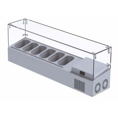 Ice Inox Set Üstü Camlı Saladbar 11 Bölmeli, VTP 225 GL 225x34x45