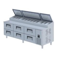 Ice Inox Çekmeceli Pizza Hazırlık Dolabı PTS L 800 CR, 237x81x109