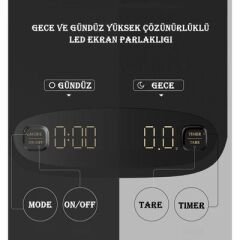 Escobarista Hassas Dijital Tartı, Led Ekranlı, Demleme Profilli , DİJİTAL TARTI
