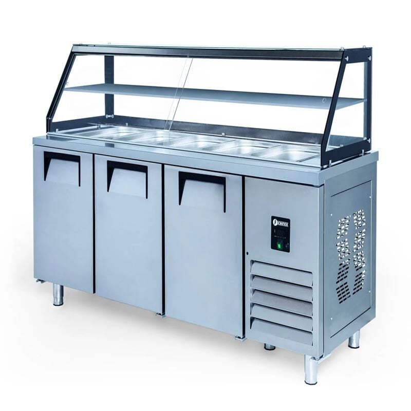 Iceinox Camlı Servis Buzdolabı 3 Kapılı STS G 515 CR, 200x70x85/123