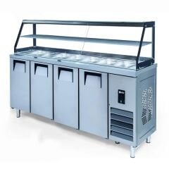 Ice Inox Camlı Servis Buzdolabı 4 Kapılı STS G 650 CR, 250x70x85/123