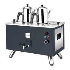 Remta Çift Cidarlı Çay Ocağı Şamandıralı, 2 Demlikli, 20 L, Elektrikli, Siyah,  EP02(L).SİYAH