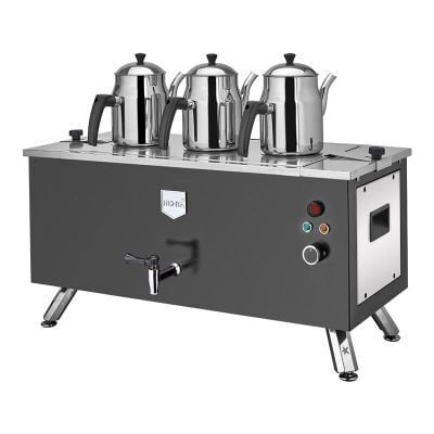 Remta Çift Cidarlı Çay Ocağı Şamandıralı,3 Demlikli, 31 L, Elektrikli, Kırmızı, EP03(L).KIRMIZI