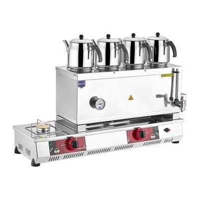 Remta 85 Model Dört Demlikli Gazlı+Elk. CE Çay Ocağı,43 L,  102x30x54 cm, N14(E)