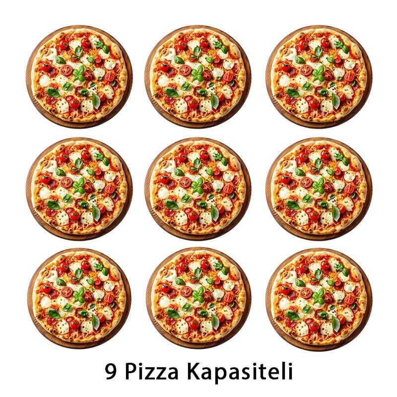 Öztiryakiler 30 cm x 9 Pizza Kapasiteli Tek Katlı Pizza Fırını, Elektrikli, 8890.P9292.01