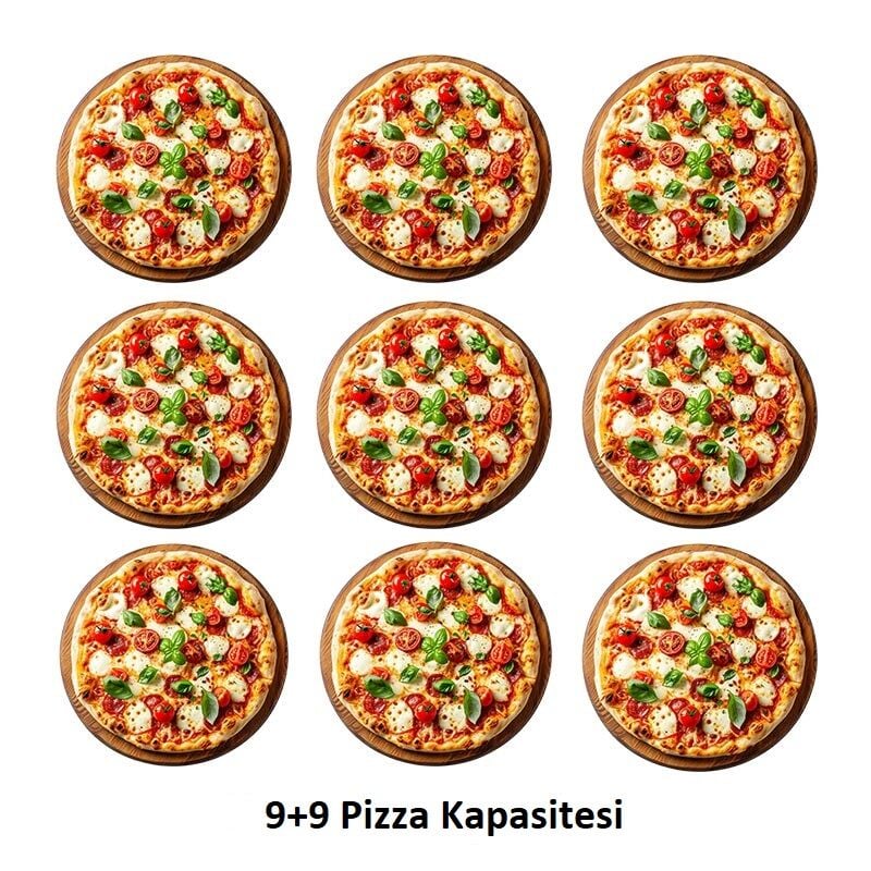 Öztiryakiler 30 cm x 9+9 Pizza Kapasiteli Çift Katlı Pizza Fırını, Elektrikli, 8890.P9292.02