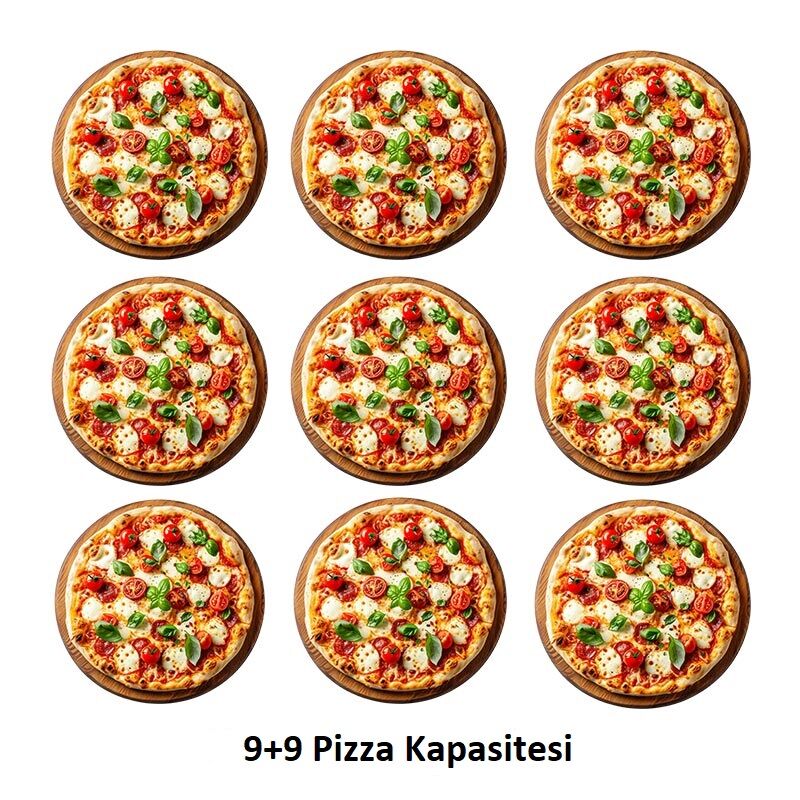 Öztiryakiler 30 cm x 9+9 Pizza Kapasiteli Çift Katlı Pizza Fırını, Elektrikli, 8890.P9292.02