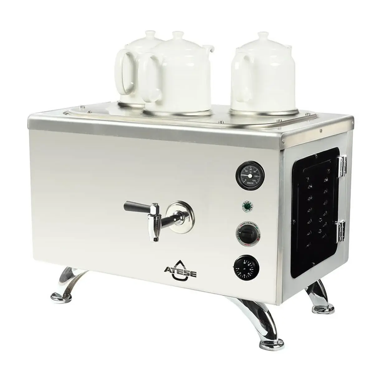 Ateşe Efes Analog Elektrikli 3 Demlikli Çay Makinesi, INOX EAE3