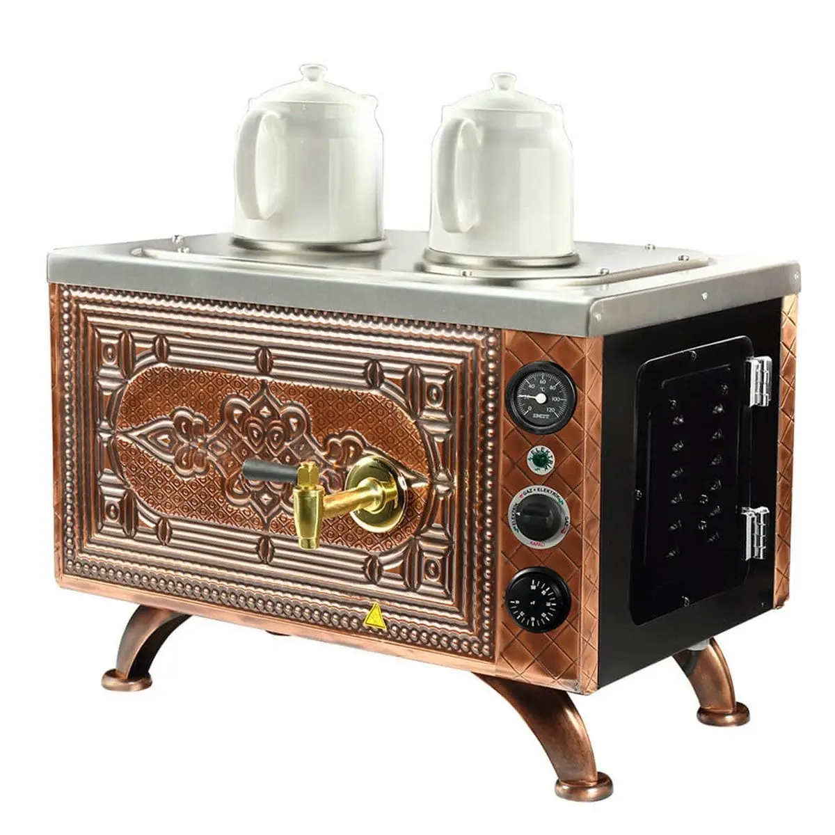 Ateşe Efes Analog Elektrikli 2 Demlikli Çay Makinesi, Retro EAE2