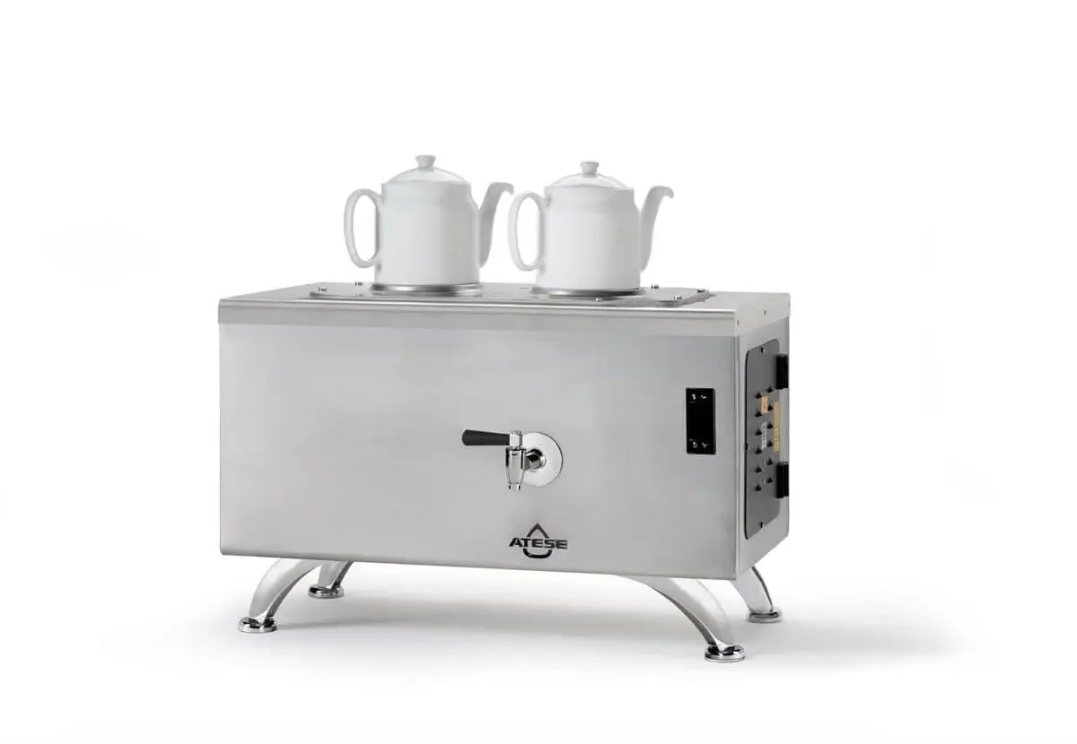 Ateşe Efes Dijital Elektrikli 2 Demlikli Çay Makinesi, INOX EDE2