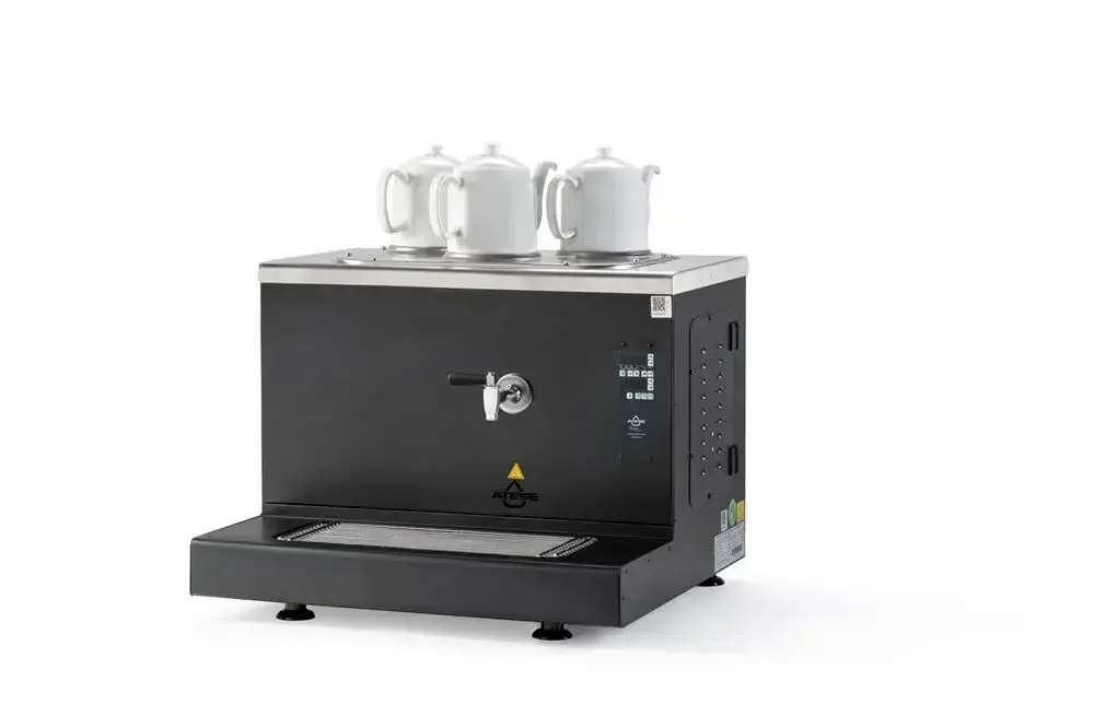 Ateşe Cappadocia Smart Plus Gaz+Elektrikli 3 Demlikli Çay Makinesi, INOX CSPGE3