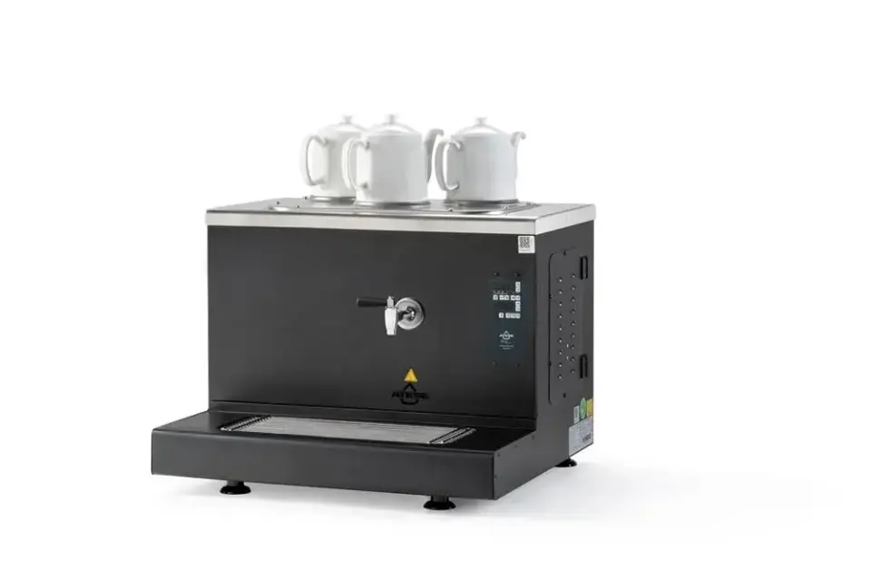 Ateşe Cappadocia Smart Plus Gaz+Elektrikli 3 Demlikli Çay Makinesi, INOX CSPGE3