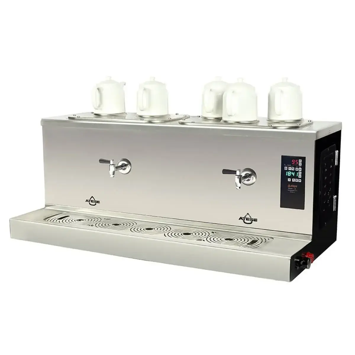 Ateşe Cappadocia Smart Plus Gaz+Elektrikli 5 Demlikli Çay Makinesi, INOX CSPGE5