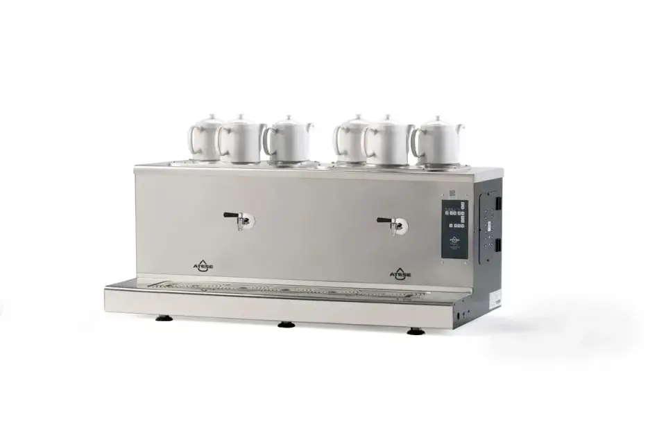 Ateşe Cappadocia Smart Plus Gaz+Elektrikli 6 Demlikli Çay Makinesi, INOX CSPGE6