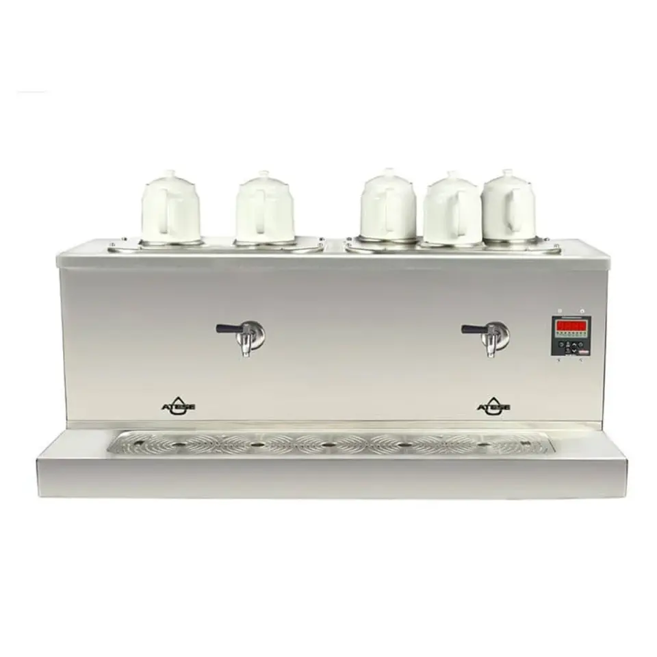 Ateşe Cappadocia Smart Gaz+Elektrikli 5 Demlikli Çay Makinesi, INOX CSGE5